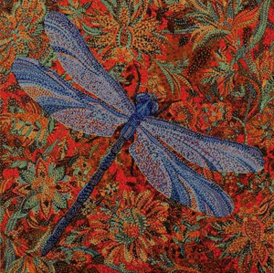 Подушка. Стрекоза в узорах. - узоры, подушка, стрекоза - предпросмотр