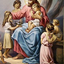 Схема вышивки «Благословение детей 2, Иисус и Дети»