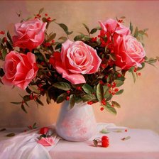 Схема вышивки «Розы в белой вазе»