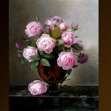 Схема вышивки «Розы в темной вазе»