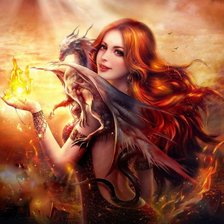 Схема вышивки «девушка с драконом»