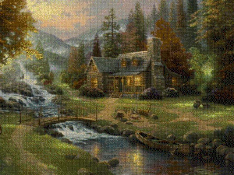 Природа - река, осень, дом - предпросмотр