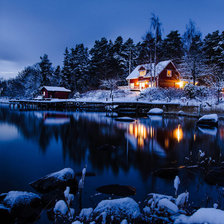 Схема вышивки «Дом в снегу»