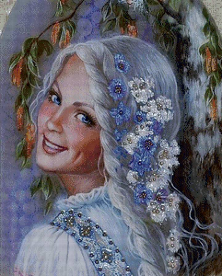 Русская красавица - акварель, живопись - предпросмотр