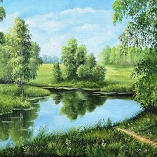 Схема вышивки «березы над рекой»