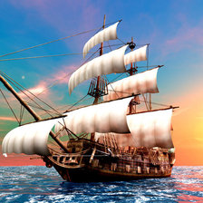 Схема вышивки «Парусник на восходе»