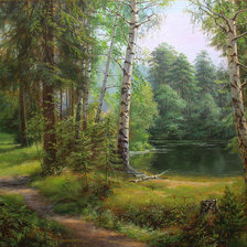 Схема вышивки «лесное озеро»