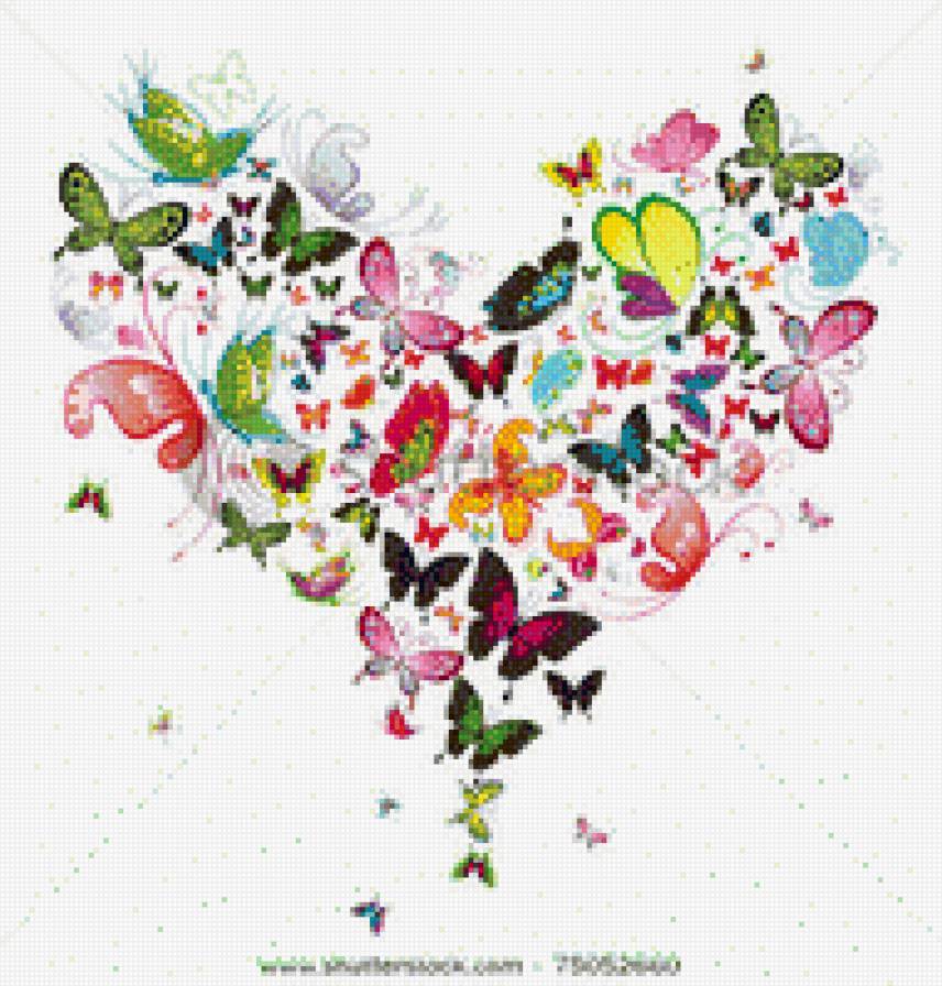 Сердце из бабочек - сердце, бабочки - предпросмотр