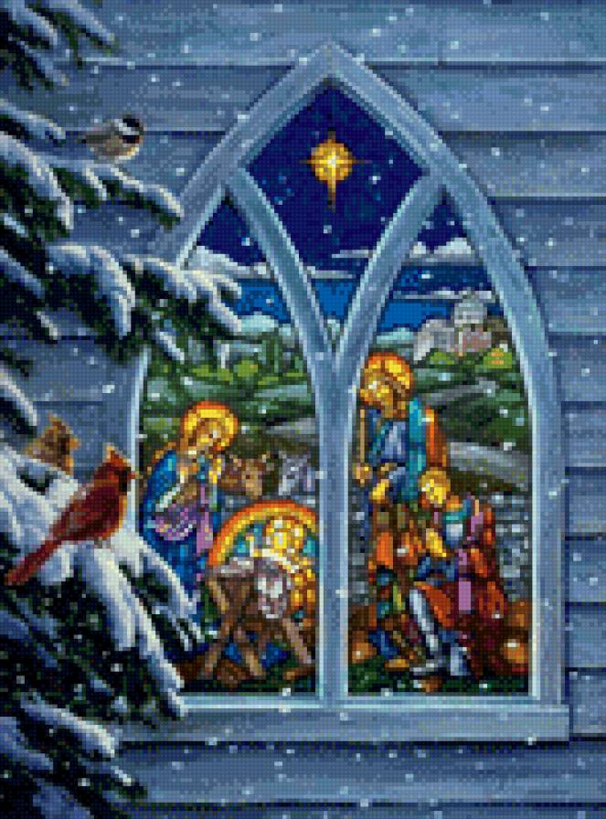 Рождество - рождество, пейзаж, зима, деревня - предпросмотр