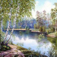 Схема вышивки «Речка в лесу»