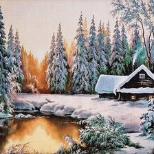 Схема вышивки «домик в лесу»