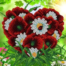 Схема вышивки «ромашки и маки»