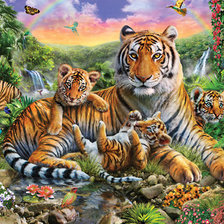 Схема вышивки «Тигриная семья»
