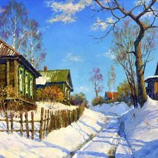 Схема вышивки «зима в деревне»