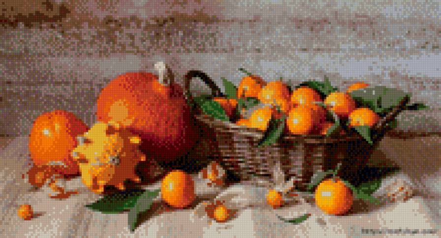 Натюрморт - тыква, мандарины, натюрморт - предпросмотр