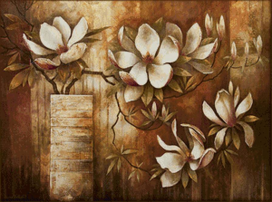 Магнолия - натюрморт, ваза, магнолия, цветы - предпросмотр