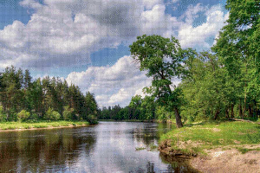 На берегу - пейзаж, природа, река - предпросмотр