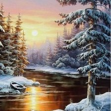 Схема вышивки «Зимний пейзаж»