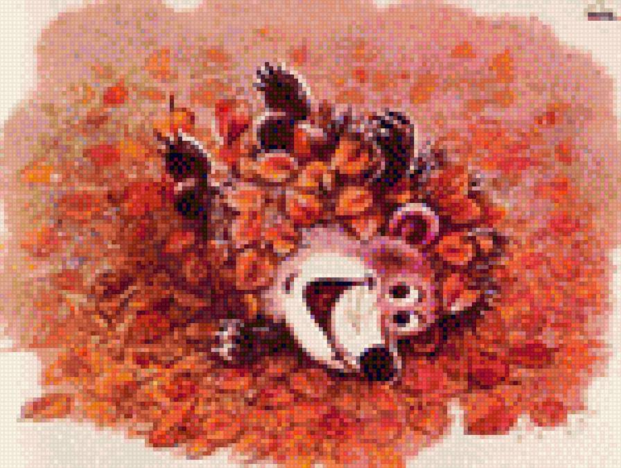 Ежик в листьях - предпросмотр