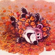 Схема вышивки «Ежик в листьях»