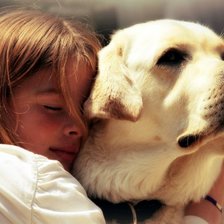 Схема вышивки «Девочка и лабрадор»