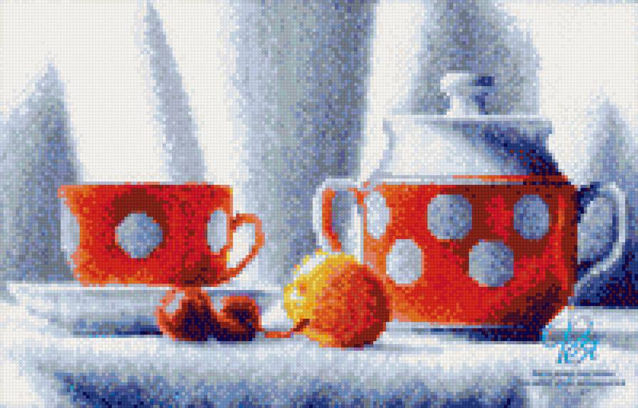 Чай - чайник, чашка, чай - предпросмотр