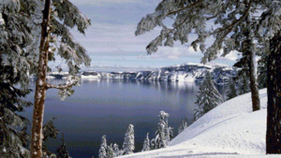 Зимнее озеро - зима, пейзажи, природа - предпросмотр