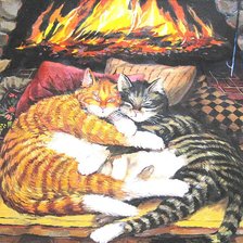 Схема вышивки «коты у камина»