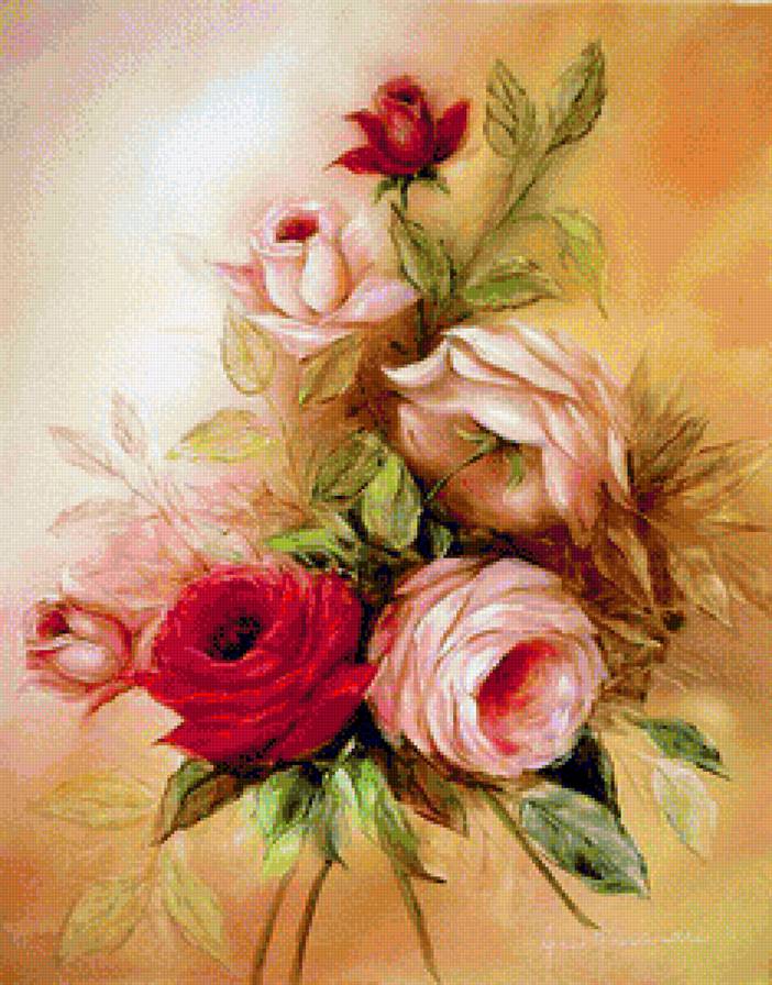 Акварельные розы - цветы, розы, акварель - предпросмотр