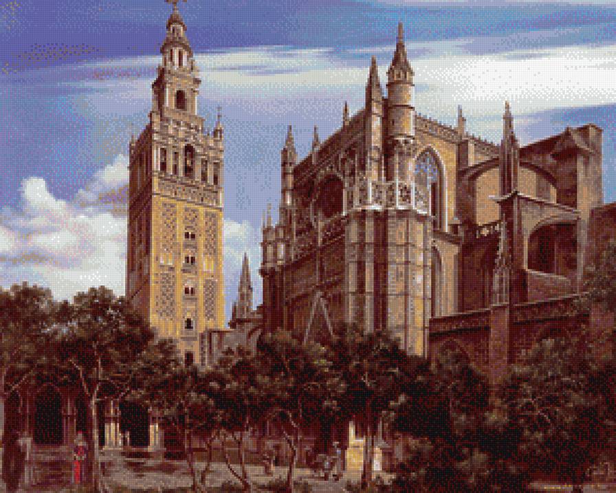 Городской пейзаж - город, архитектура, церковь, пейзаж - предпросмотр