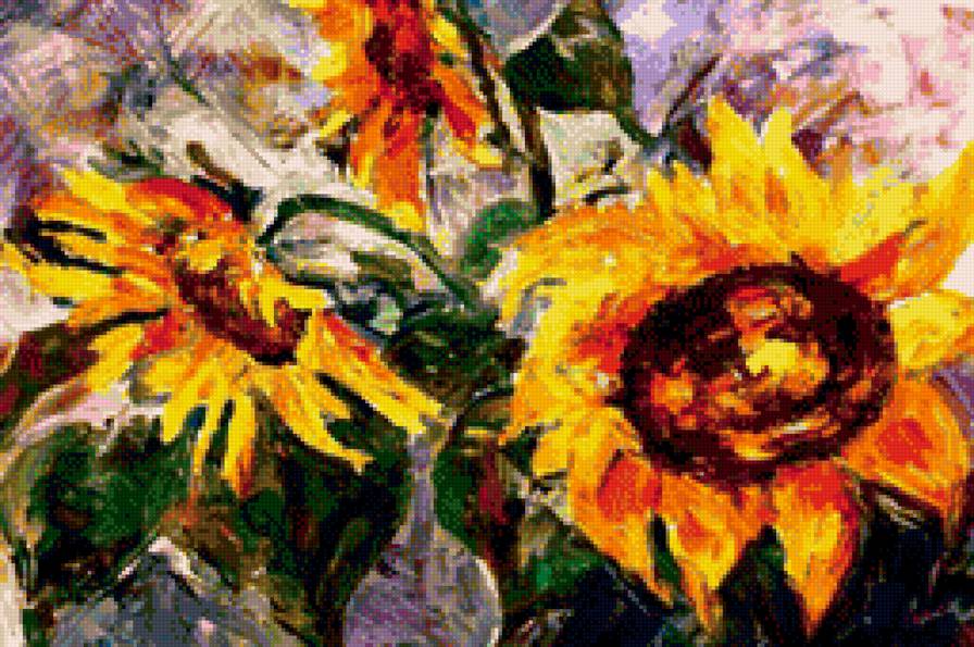 Подсолнухи - искусство, цветы, картина, живопись - предпросмотр