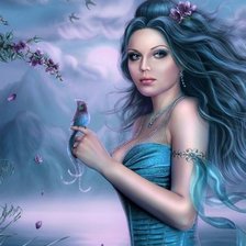 Схема вышивки «девушка в голубом»