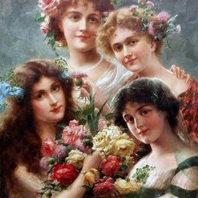 Схема вышивки «Девушки с букетом»