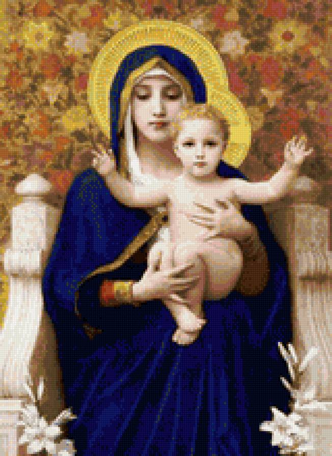 мадонна с младенцем в лилиях 1 - младенец, религия, мадонна - предпросмотр