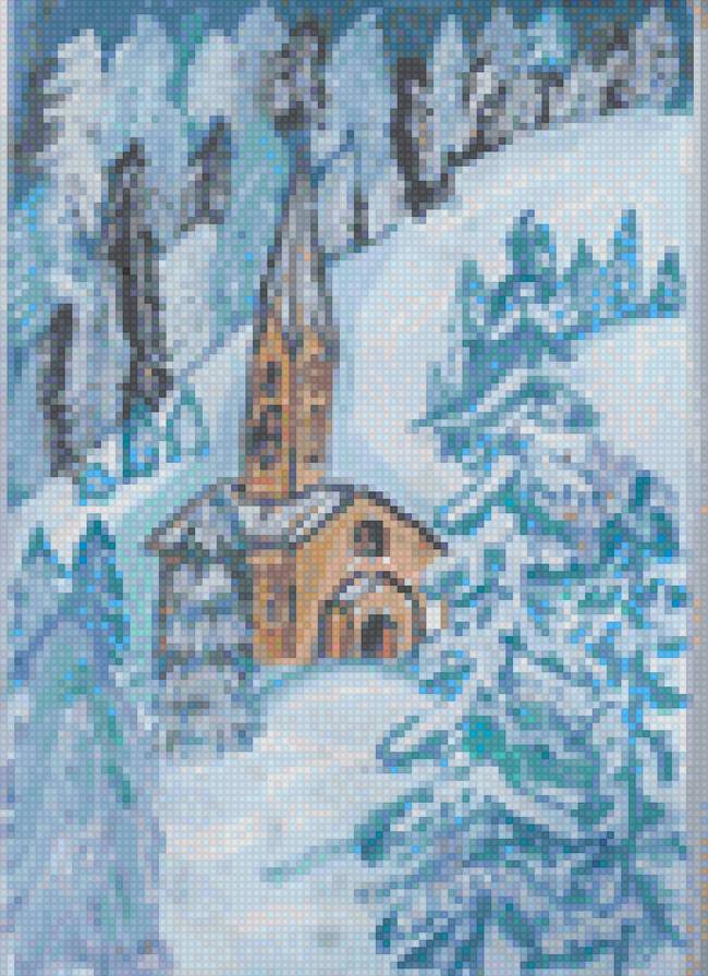 Зимняя ночь - вышивка крестиком - предпросмотр