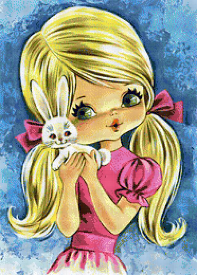 детский винтаж - зайчик, девочка - предпросмотр