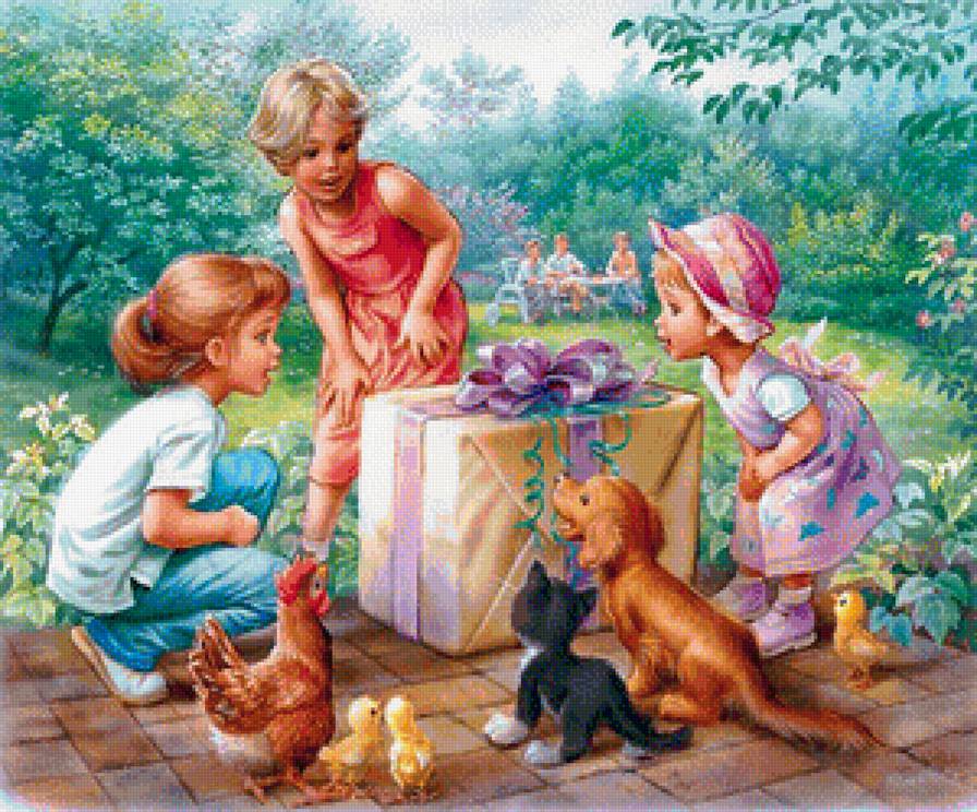 Дети - животные, дети, природа - предпросмотр