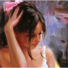 Схема вышивки «Задумалась»