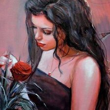 Схема вышивки «Девушка с розами»