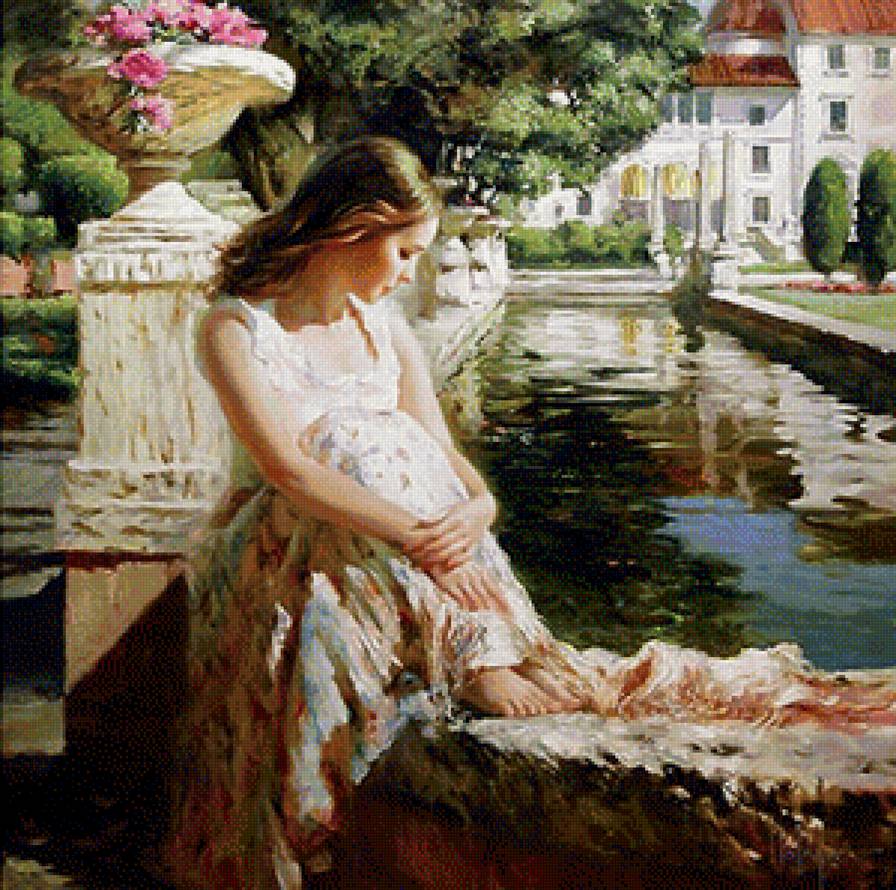 Волегов Девушка3 - картина живопись девушка пруд - предпросмотр