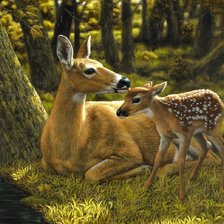 Схема вышивки «Бемби с мамой.»