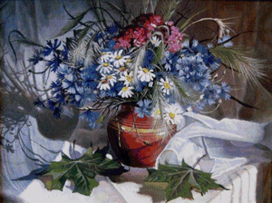 Букет с васильками - ваза, цветы, букет - предпросмотр