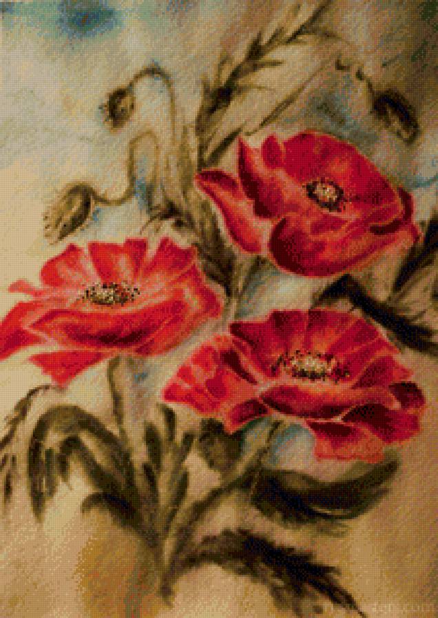 маки - акварель - предпросмотр