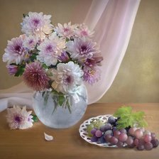 Схема вышивки «хризантемы в вазе»