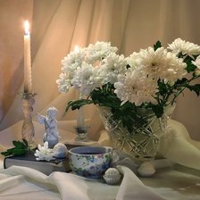 Схема вышивки «белые хризантемы»