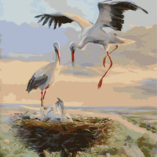 Схема вышивки «АИСТЫ В ГНЕЗДЕ»