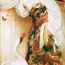 Схема вышивки «девушка с лебедем»