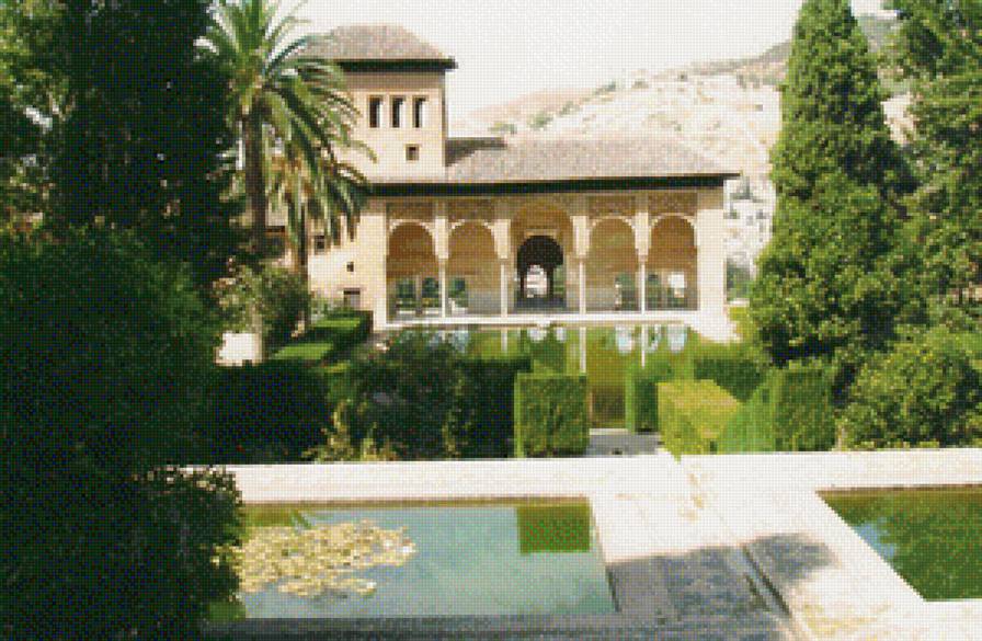 Гранада1 - пейзаж, гранада, испания, отражение, дворец - предпросмотр