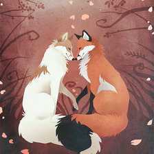 Схема вышивки «Влюбленные лисы»