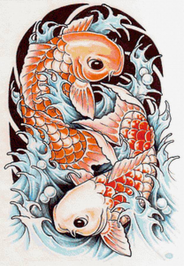 карп кои - кои, пара, карп, китай, япония, рыбы, оберег, азия, восток, ин-янь - предпросмотр